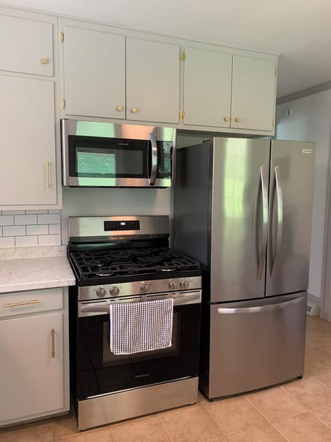 Features new appliances, including a gas stove for precise and efficient cooking