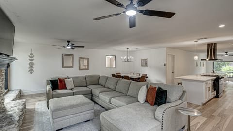 Cozy family room with large sectional sofa