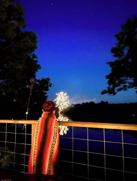 Fireworks across the lake three times each summer. 