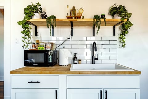 Full-size fridge, microwave, oven, stovetop