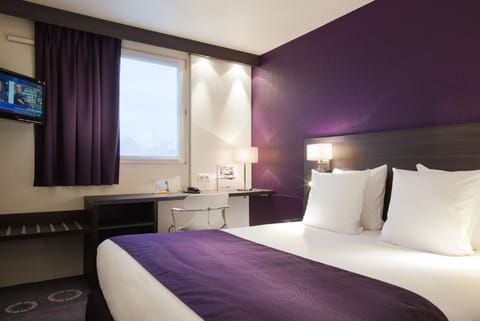 Desk, laptop workspace, blackout drapes, soundproofing