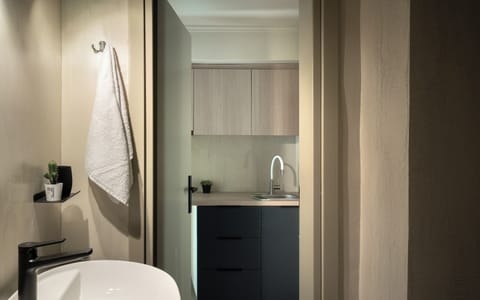 Exclusive Apartment, Balcony | Private kitchen | Mini-fridge, electric kettle, highchair