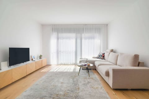 Bright & Serene Living Room with Plush Sofa & Streaming TV — Your Private Lounge to Unwind After a Long Day in Vienna