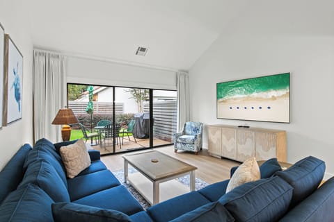 Living Area with Queen Sleeper Sofa and New 85" Smart TV