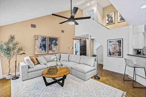 Full living room view from dining area perspective 