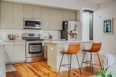 Gorgeous stainless steel appliances in this spacious chef delight kitchen.