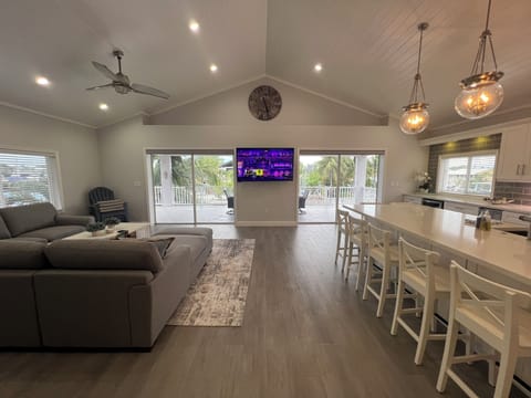 view from bedrooms to living area