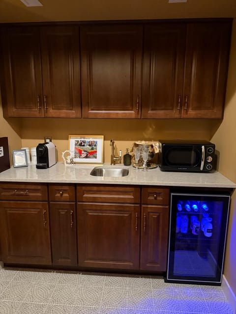 Mini-fridge, microwave, coffee/tea maker