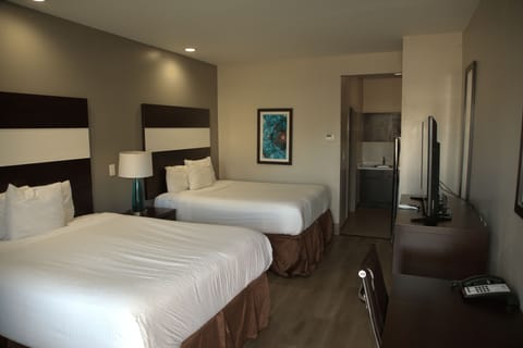 Deluxe Room, 2 Queen Beds, Non Smoking, Kitchen | Premium bedding, desk, laptop workspace, iron/ironing board