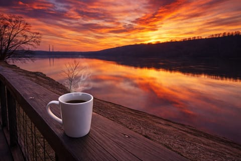 Morning coffee by the river