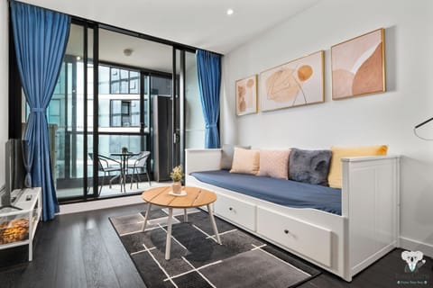 Comfortable living space with sofa bed – available upon request