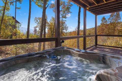 Soak away the day in the private hot tub