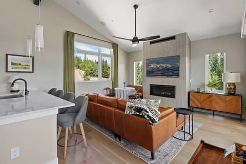 Cozy up to the fireplace after a long day