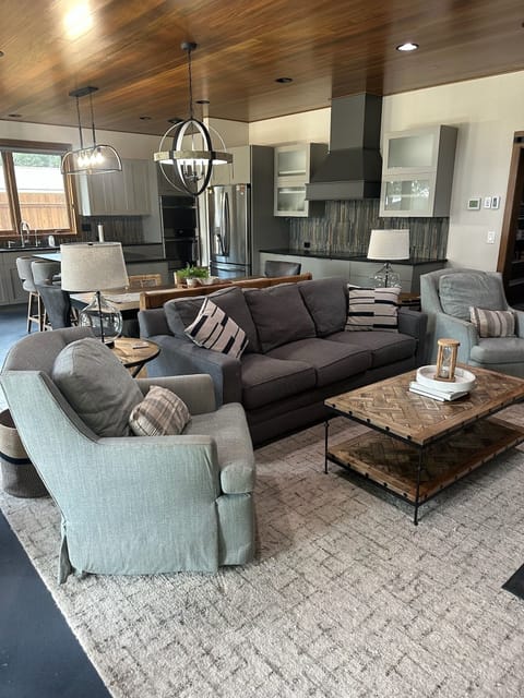 Main level living room and kitchen/dining area