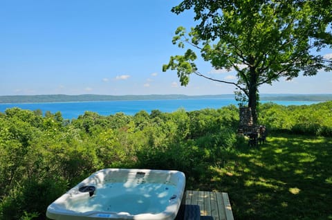 Hot tub overlooking the lake