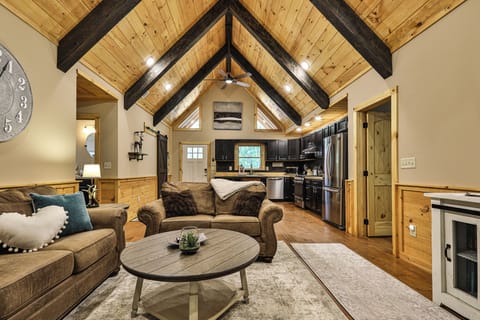Living area with kitchen view