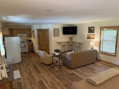 Signature Cabin, 1 King Bed with Sofa bed, Patio, Mountain View | Living area | 40-inch Smart TV with digital channels