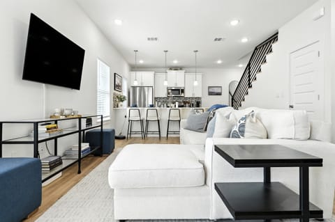 new build 2 story lux home with spacious living room and master bedroom, bath room  on the first floor perfect for big group