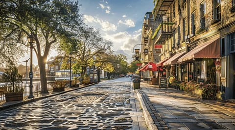 Stroll along historic River Street in downtown Savannah, just minutes away.