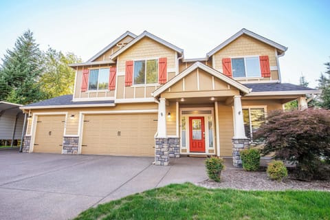 Welcome to our home! The home’s welcoming exterior invites you in with its charming design, setting the stage for a comfortable and memorable getaway.