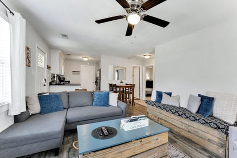 Cute and cozy living room with TV ready for your favorite streaming apps. 