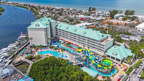 Bird's eye view of waterpark and Gulf
