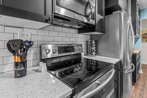 Ready for your culinary adventures! Our modern kitchen awaits.

