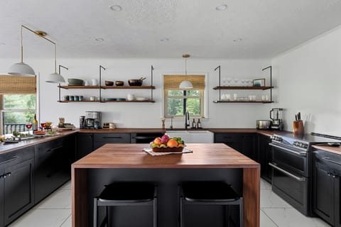 Kitchen with open shelves