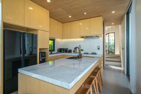 Family Villa, Pool View | Private kitchen | Fridge, oven, stovetop, coffee/tea maker