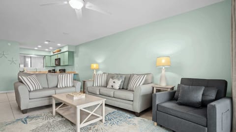 Welcome to Lei Lani Mini Tower 117! This cozy living room is the perfect spot to wind down after a long day of sun, sand, and adventures! 