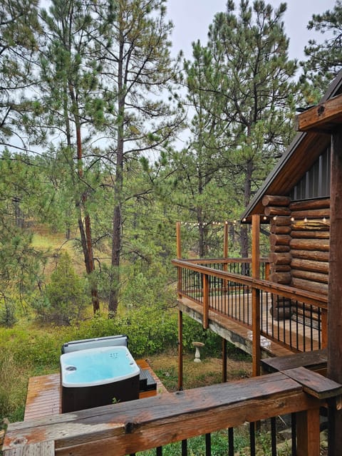 View of hot tub from deck