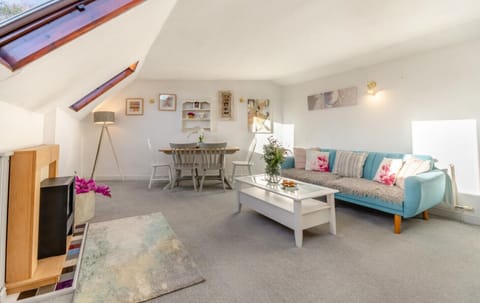 Lounge with smart Tv and electric log fire