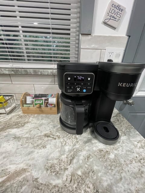 Brew it your way!! K-Cups or fresh ground coffee, espresso maker in the cabinet