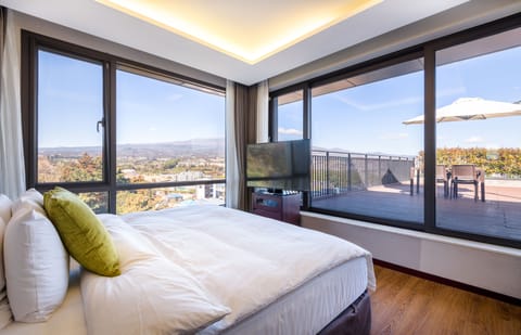 Sunshine Suite Family, 2Bedroom, Private Terrace (Free Sat Running & Sun Yoga Classes) | Down comforters, in-room safe, desk, blackout drapes
