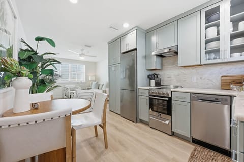 Full kitchen and eating area to enjoy after a long day at the beach