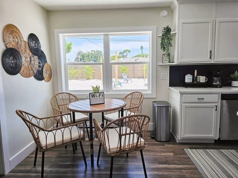 Dining for 4 in the kitchen, there is additional bar stool seating as well.