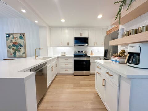 Bright kitchen with clean modern finishes.