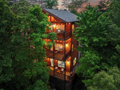 [Exterior] A beautiful view of the cabin’s multi‑level balconies - perfect for morning coffee, evening unwinding or taking in the beautiful scenery.