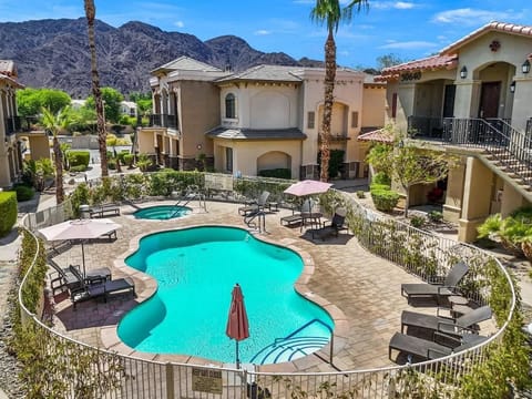 Inviting pool with mountain backdrop