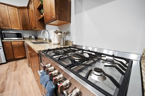 Multiple burners on the stovetop to prepare your vacation festivities