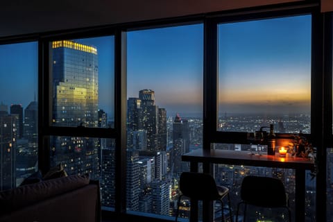 Dusk skyline & Docklands view from high table, fireworks on event nights
