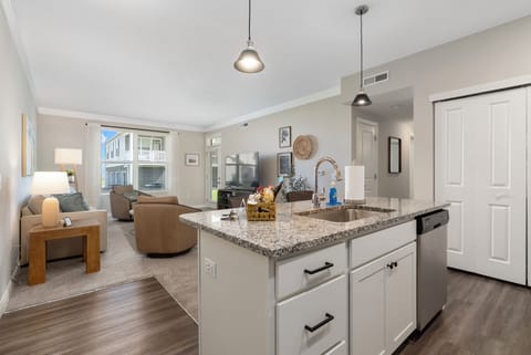 View from the kitchen - perfect for cooking while you enjoy your favorite show! 