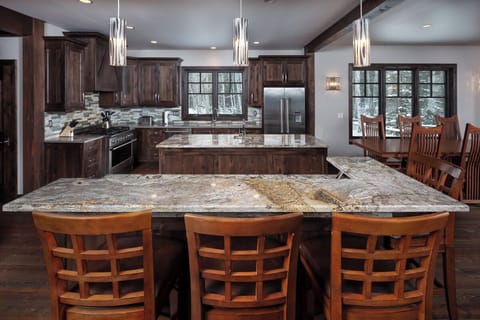 kitchen with additional dining & prep island