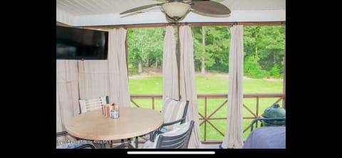 Screened porch with TV