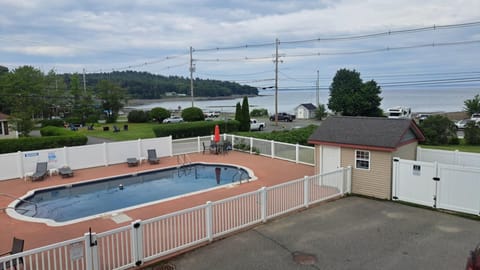 View from our balcony towards pool and ocean.