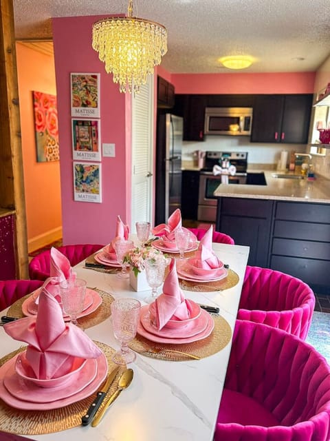 Vibrant Pink Maximalist Home Decor Set – Eclectic Y2K Aesthetic Kitchen, and Mantel Styling with Disco Ball Accents