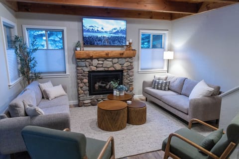 Inviting gathering space with smart TV