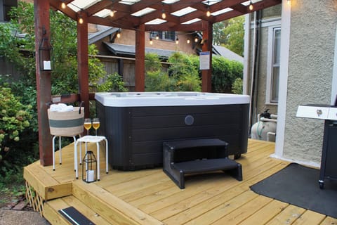 Sink into the warm, bubbling waters of the private spa. 