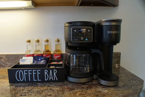 Coffee bar - with syrups, teas, hot chocolate - something for everyone.