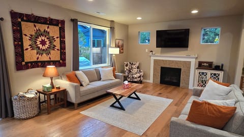 Dinning room opens up to the living room with gas fireplace